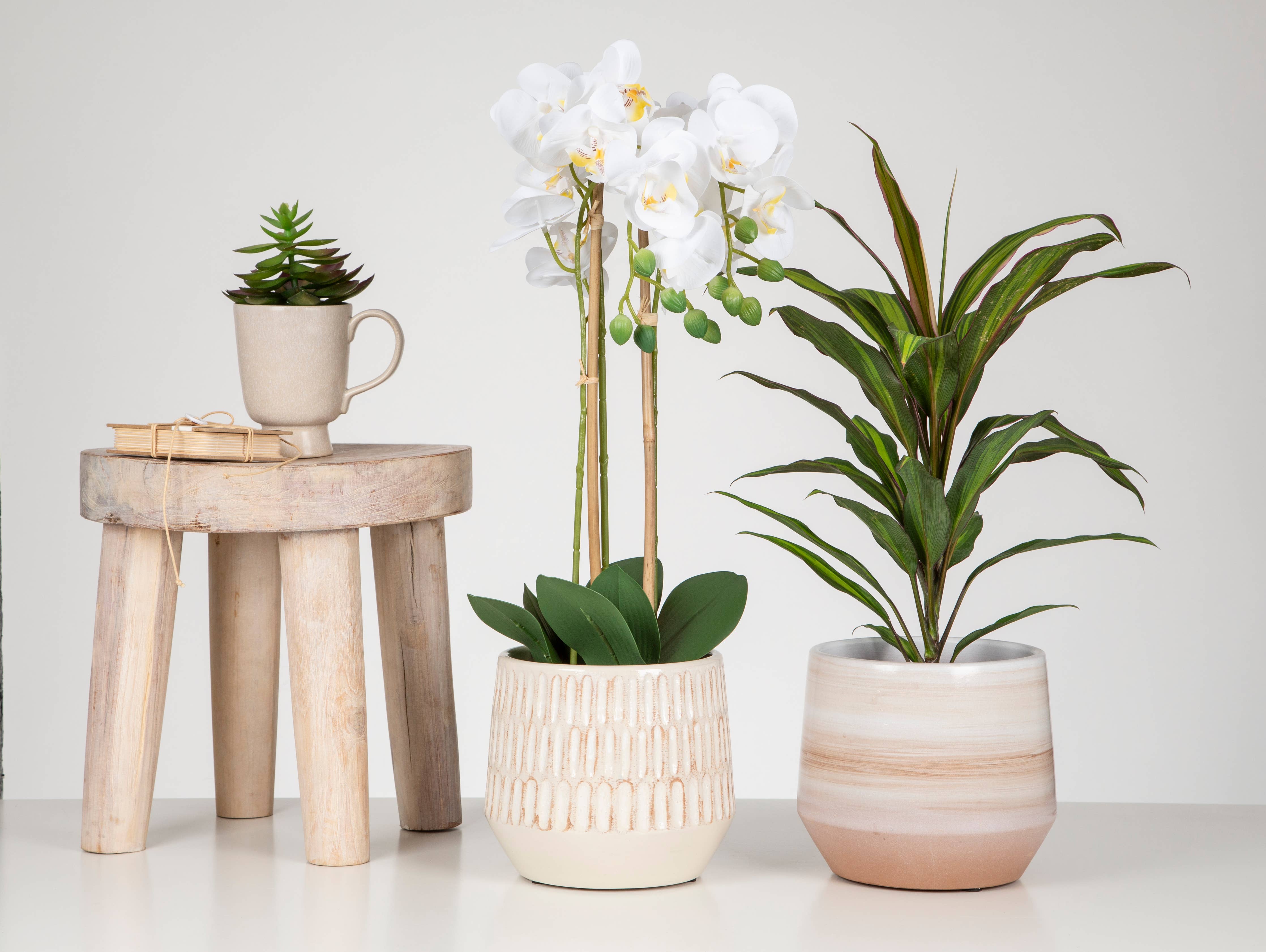 Blumentopf/Übertopf 785 Alabasta aus Keramik: Alabaster / Durchmesser 13 - GUNDT HOME