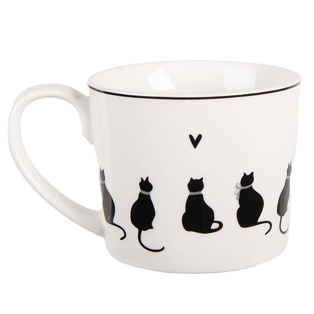 Becher 275 ml weißes Porzellan Katzen