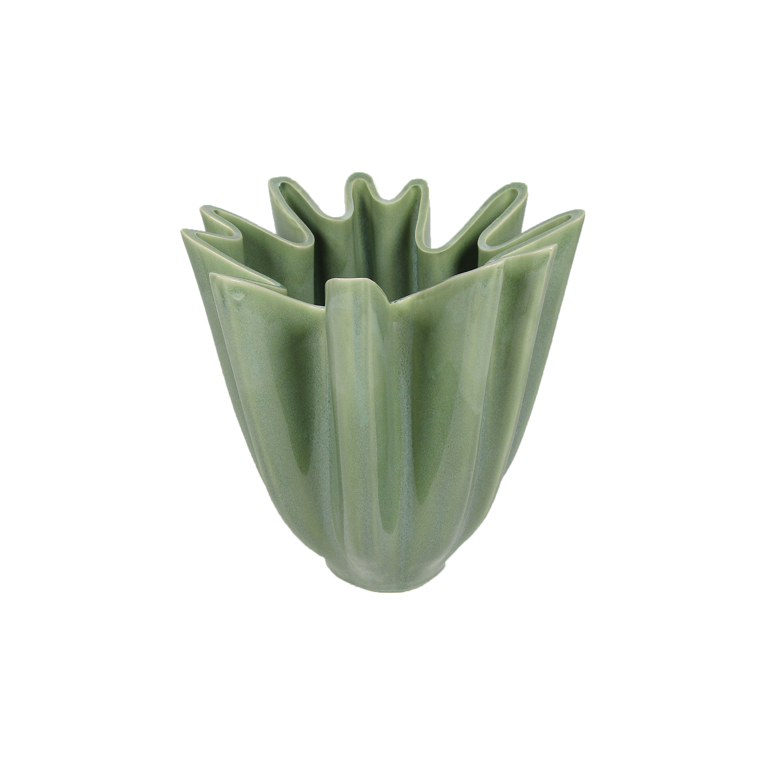 Wellige grüne Vase Ø 17,5 H 21 cm