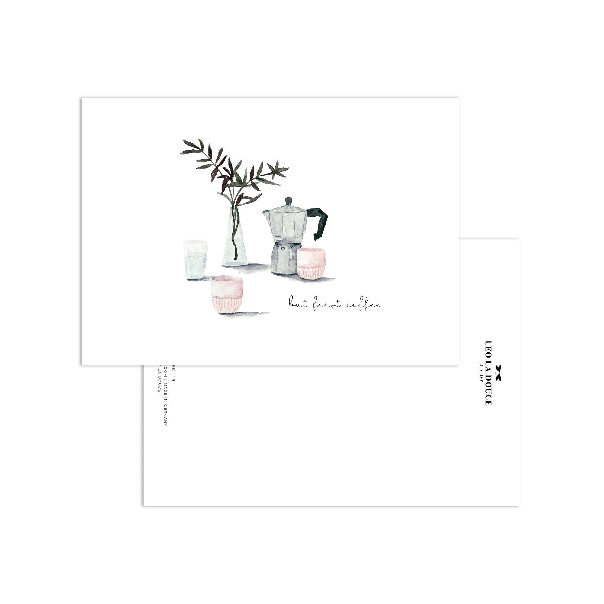 Postkarte - But first coffee - GUNDT HOME
