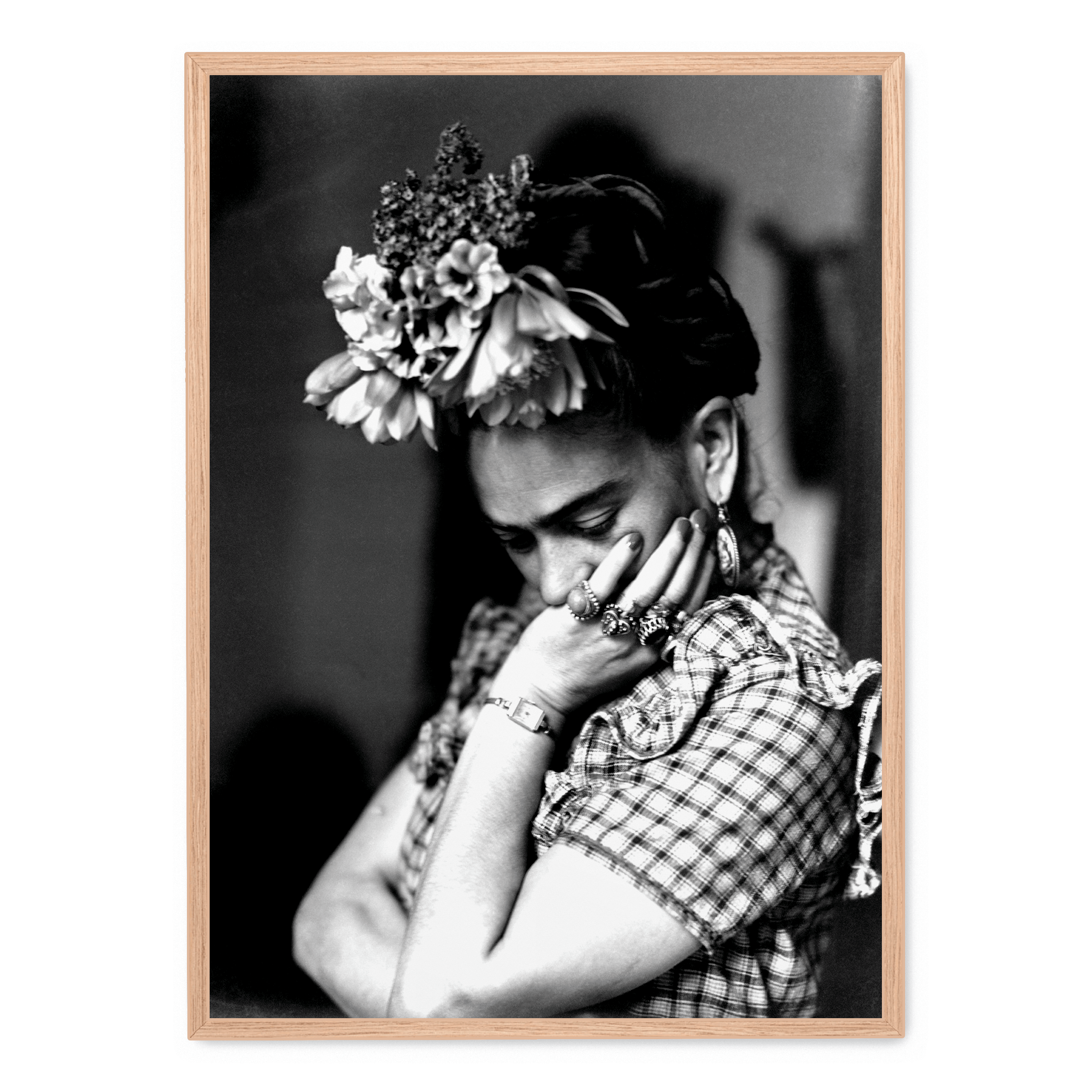 Frida-Kahlo-Poster mit Blumen: No frame / A4 (21 x 29,7 cm)
