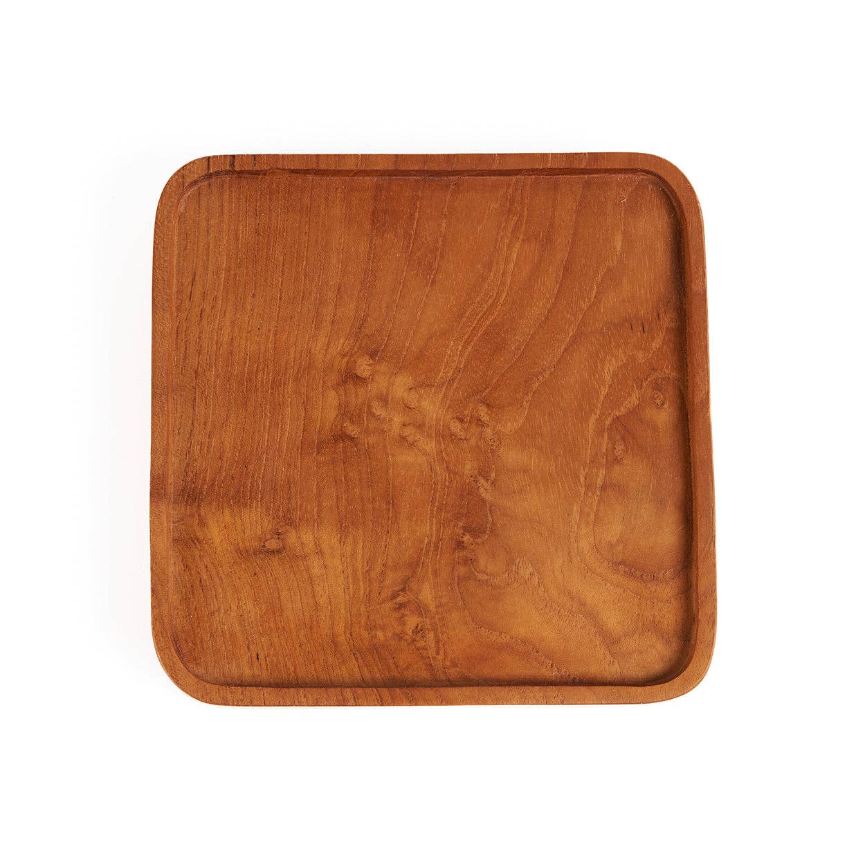 Teak-Holz quadratischer Teller – Natur – XS