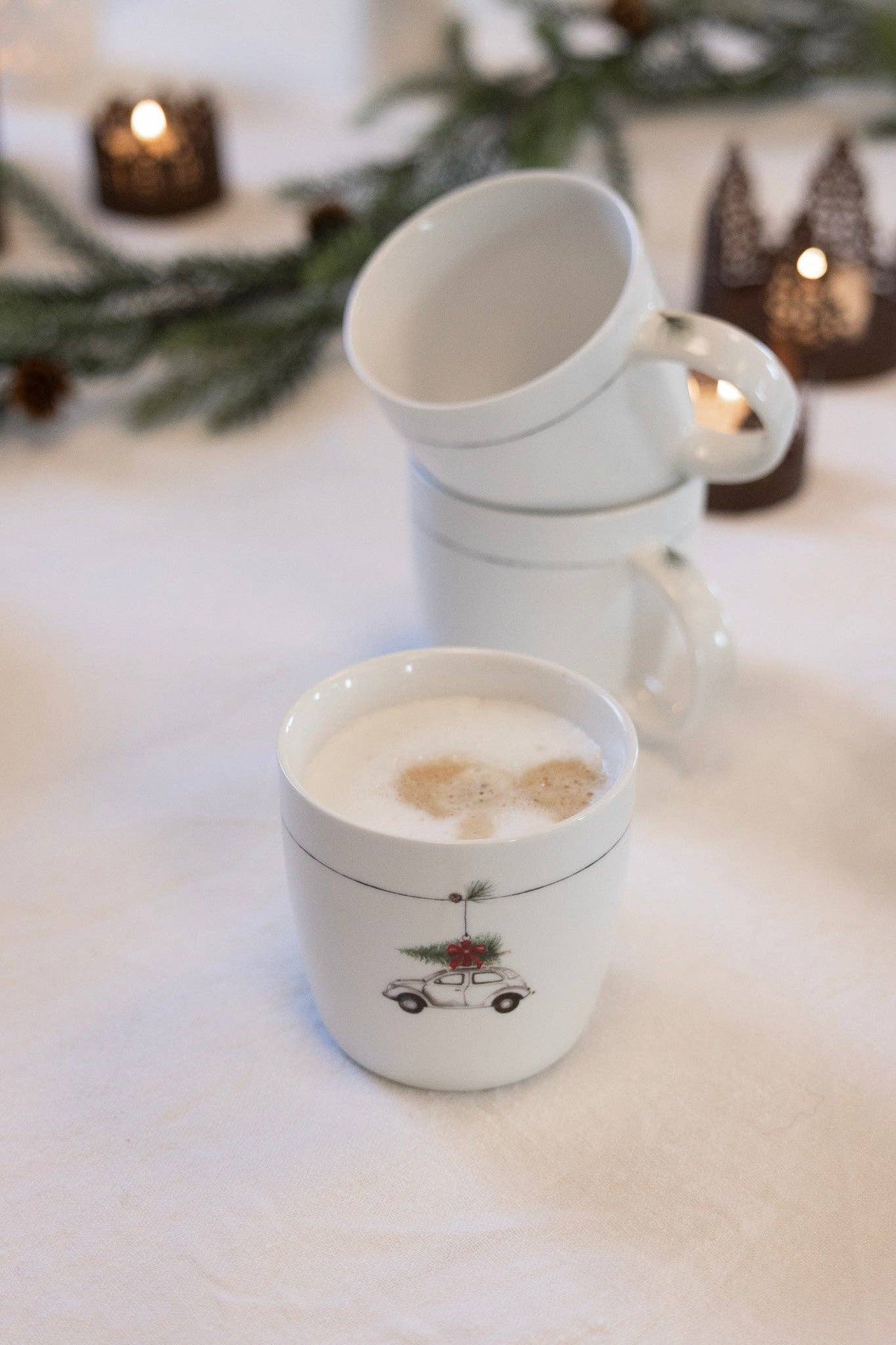 Sögne Krus Weiße Weihnachten nach Hause fahren-Tasse