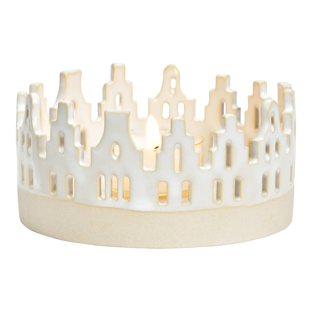 Kerzenhalter aus Porzellan, Weiß (B/H/T) 10x5x10cm - GUNDT HOME