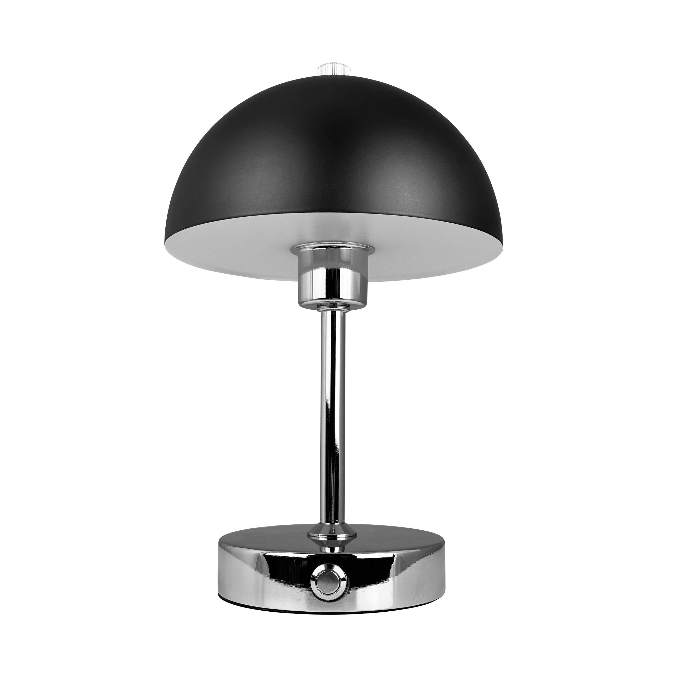Malmø schwarze/chromfarbene LED-Tischlampe wiederaufladbar