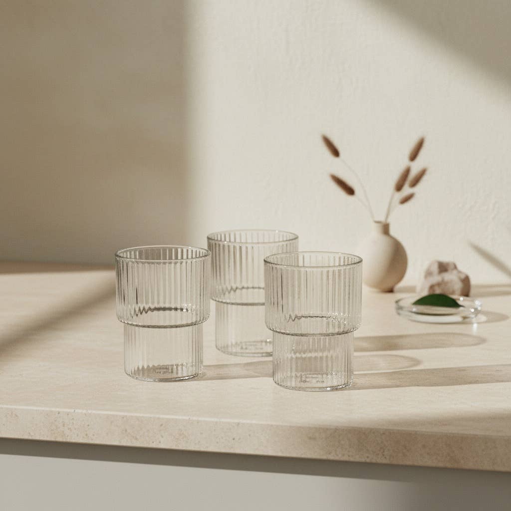 Trinkglas ELLA STRIPES, klar, 4er-Set