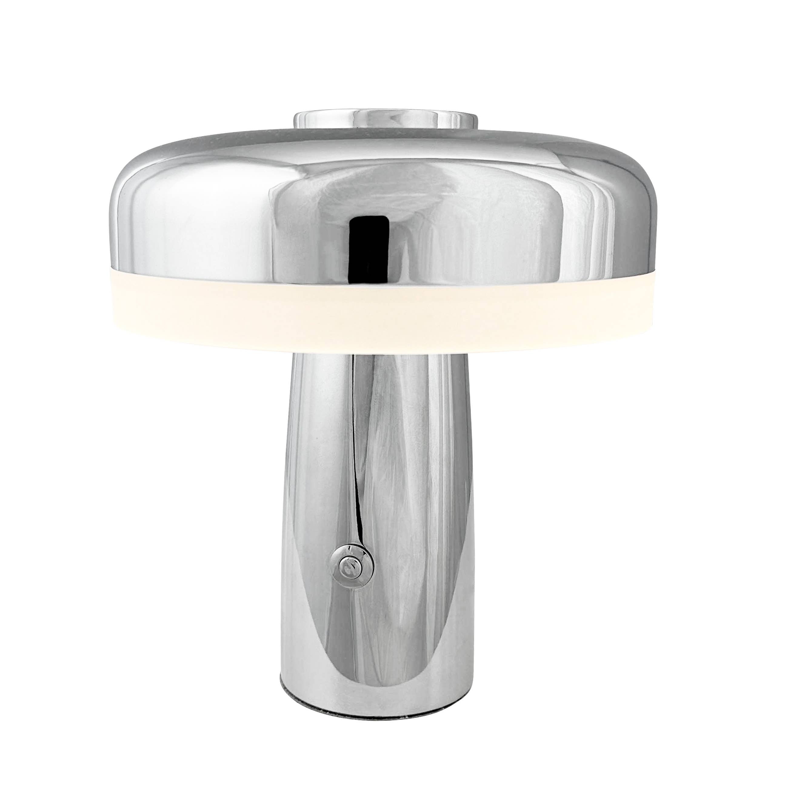 Porter Tischlampe aus Chrom, wiederaufladbar mit eingebauter LED