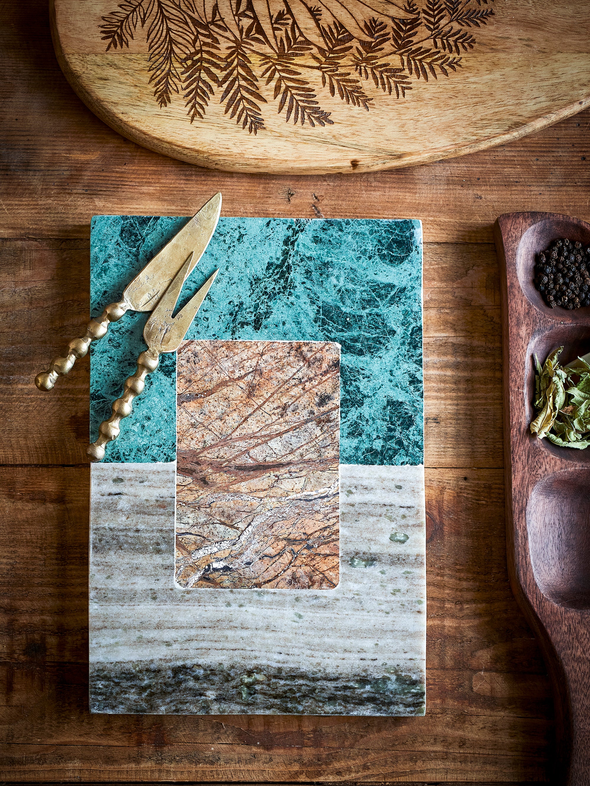 Ketil Schneidebrett, Grün, Marmor - GUNDT HOME