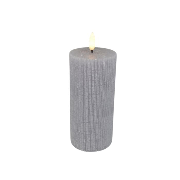 DEKO FLORALE LED Kerze grau mit Rille 16 - GUNDT HOME