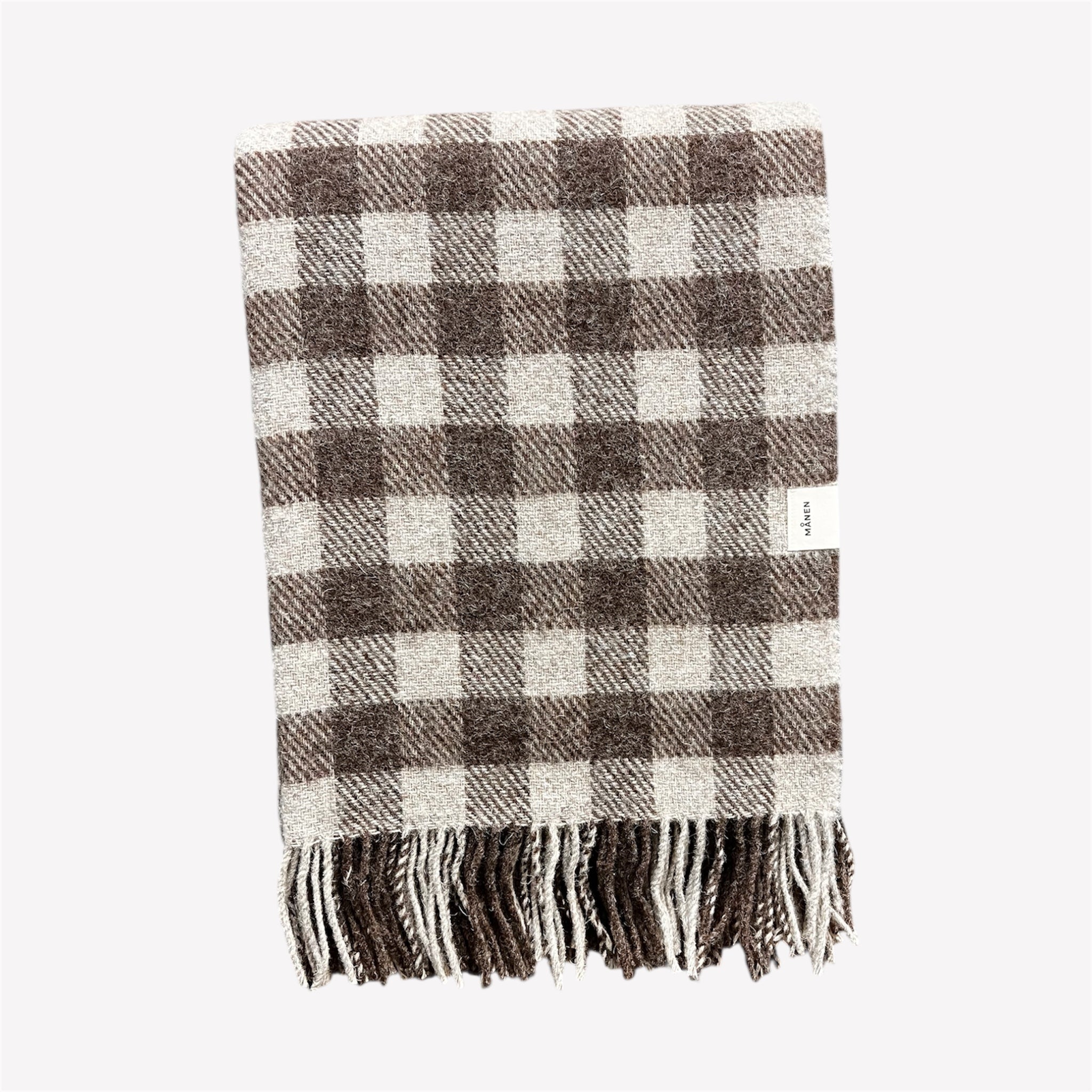 Wolldecke CHECKERED Braun/Beige - GUNDT HOME