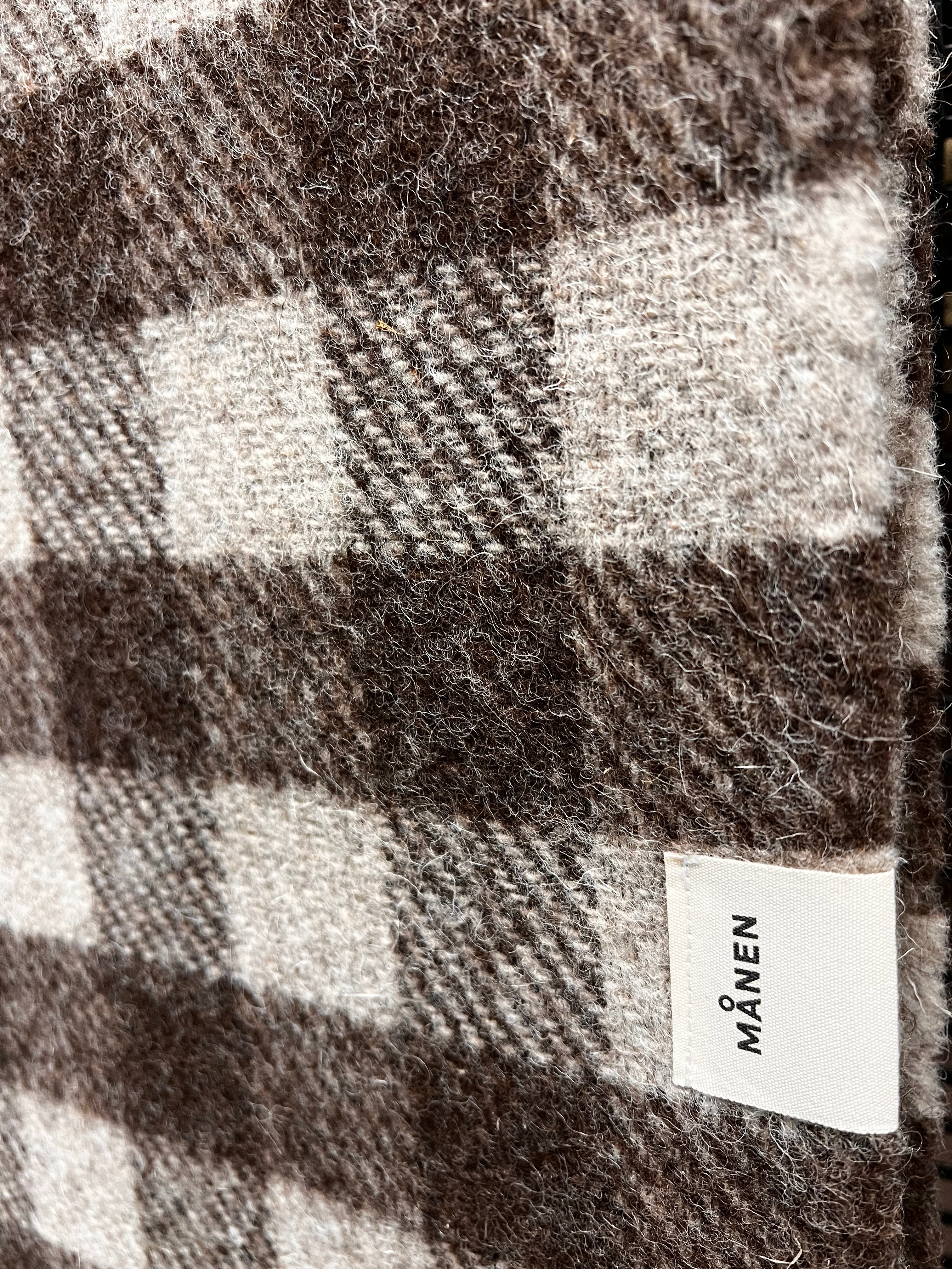 Wolldecke CHECKERED Braun/Beige - GUNDT HOME