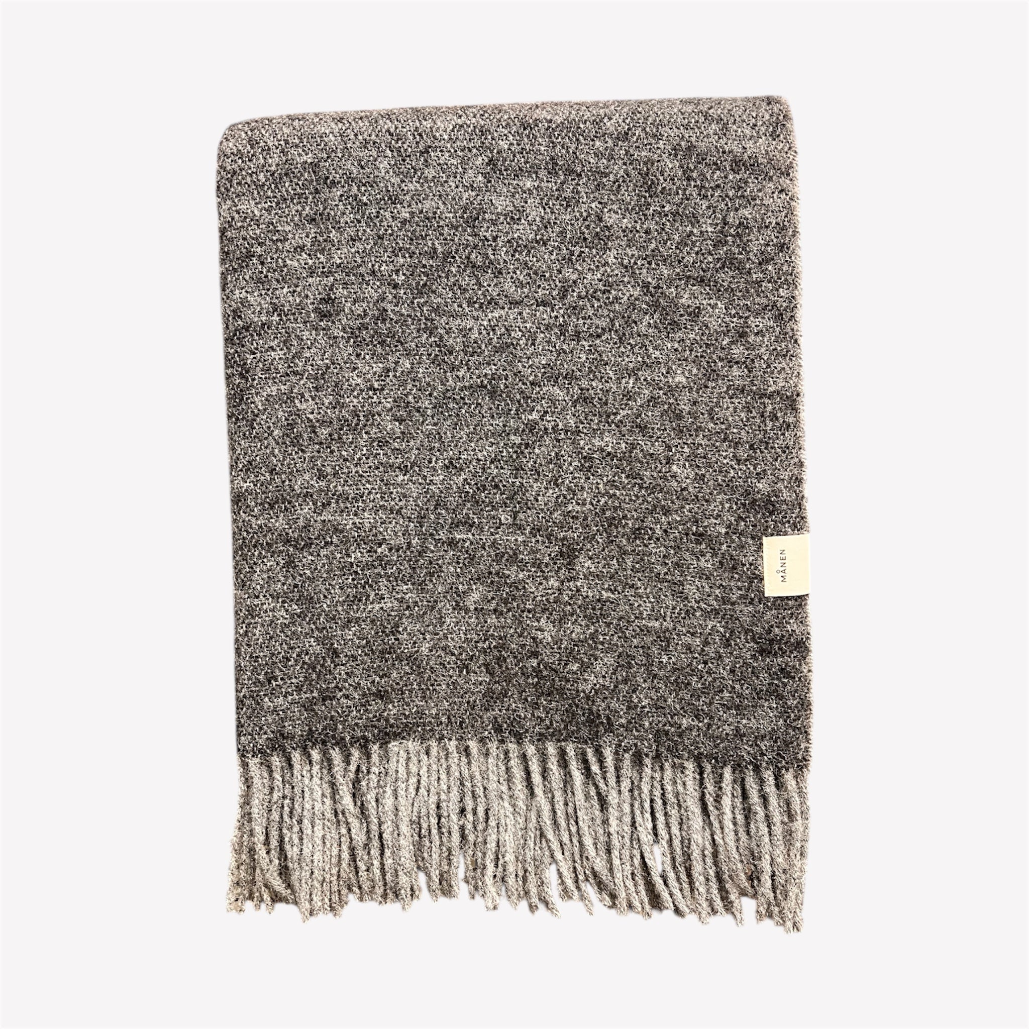 Wolldecke Bicolor mit Fransen Grau/Dunkelgrau - GUNDT HOME