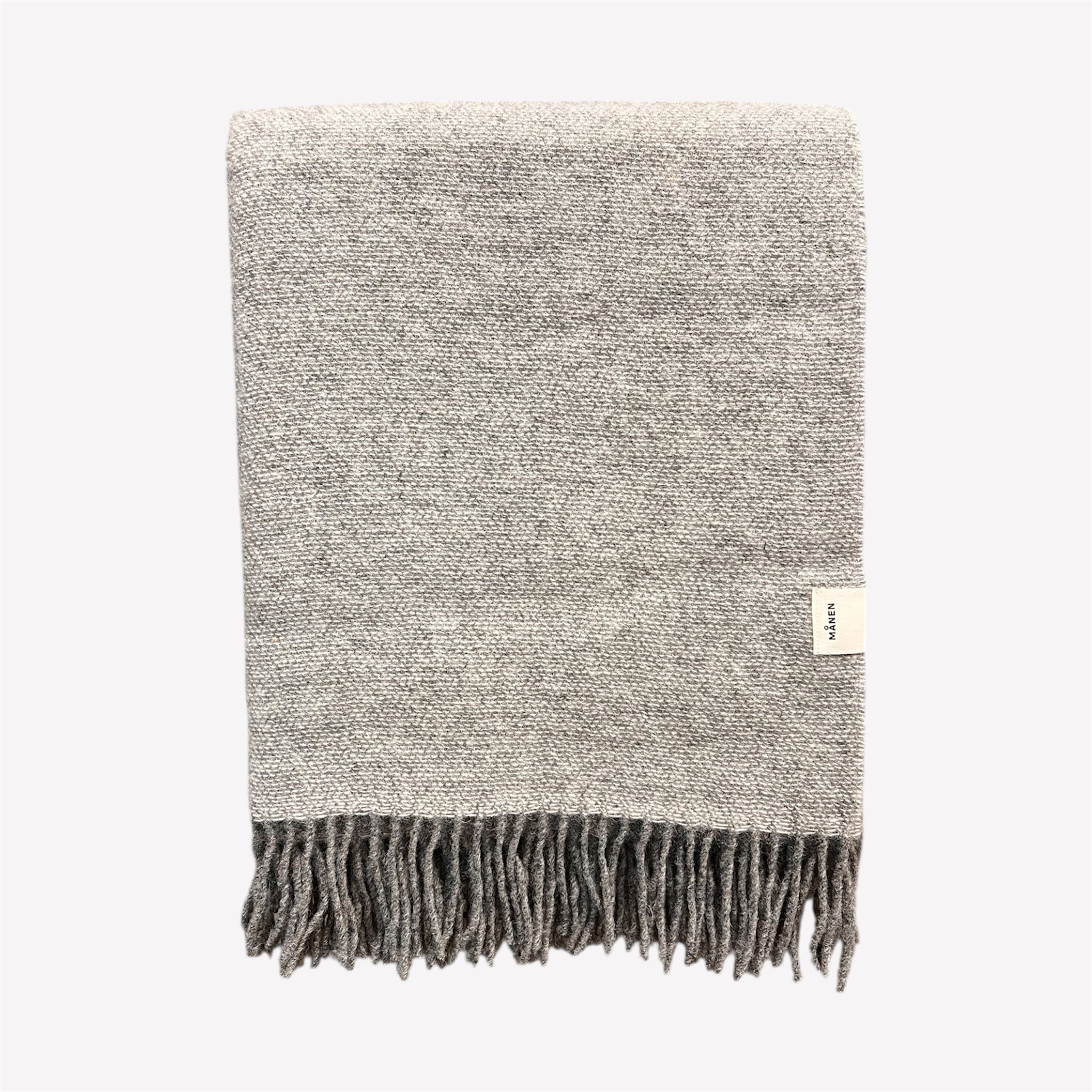 Wolldecke Bicolor mit Fransen Hellgrau/Grau - GUNDT HOME