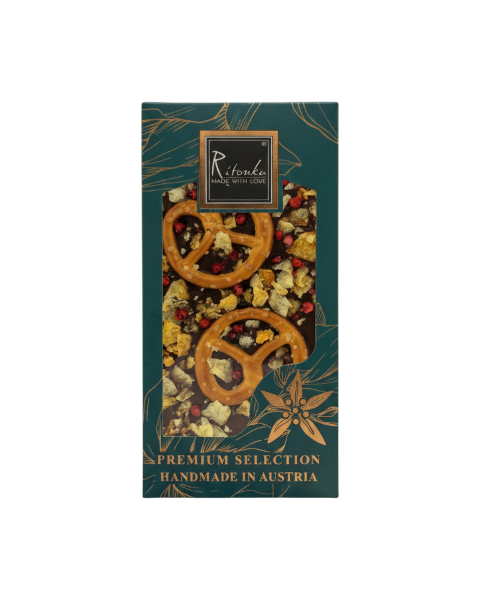 Premium Milchschokolade - Brezel, Crispy Chips, roter Pfeffer - GUNDT HOME