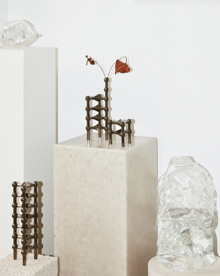 Vase Schwarz Chrom – ikonisches Design für das modulare Kerzenhalter-System - GUNDT HOME