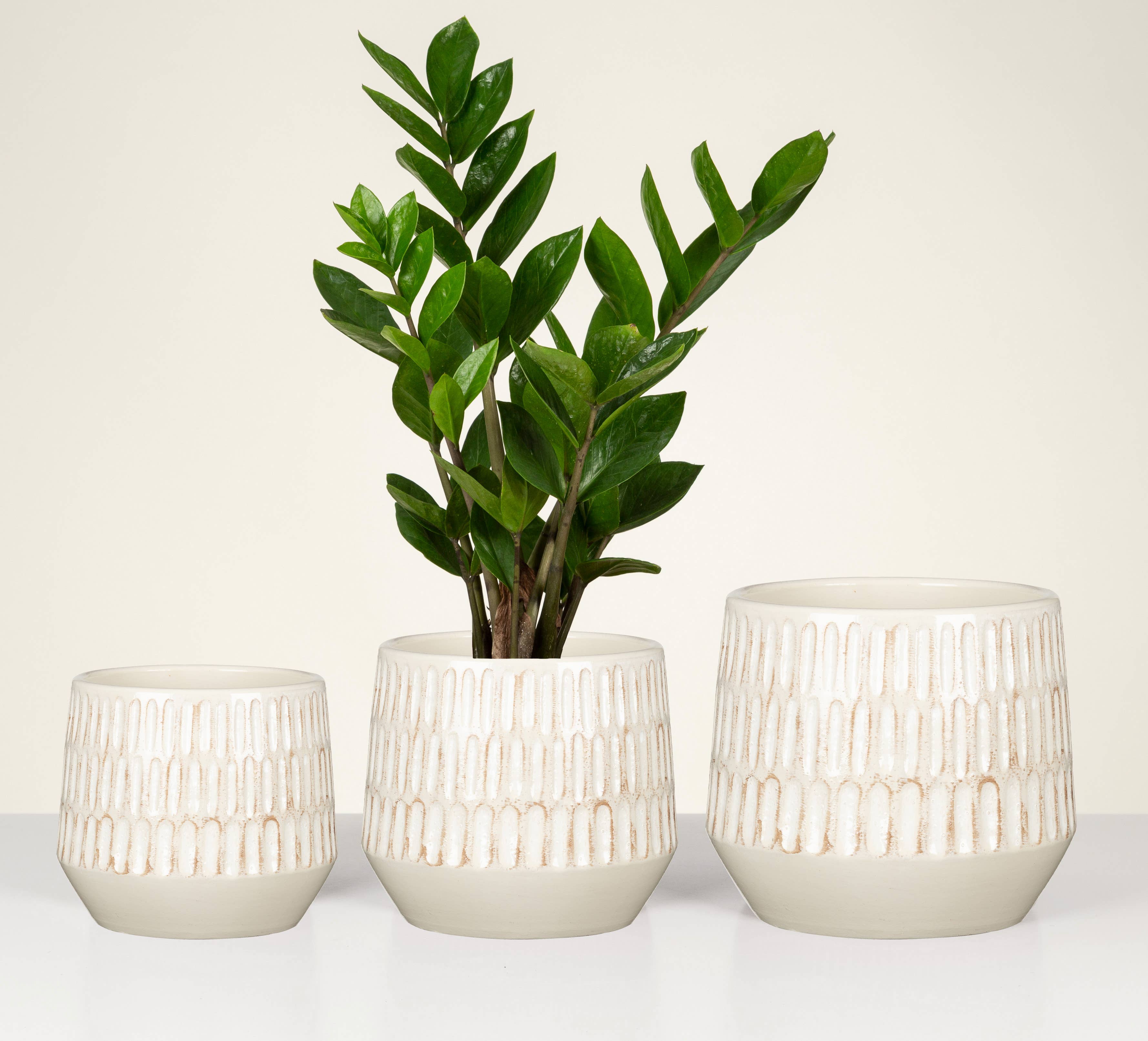 Blumentopf/Übertopf 785 Alabasta aus Keramik: Alabaster / Durchmesser 19 - GUNDT HOME