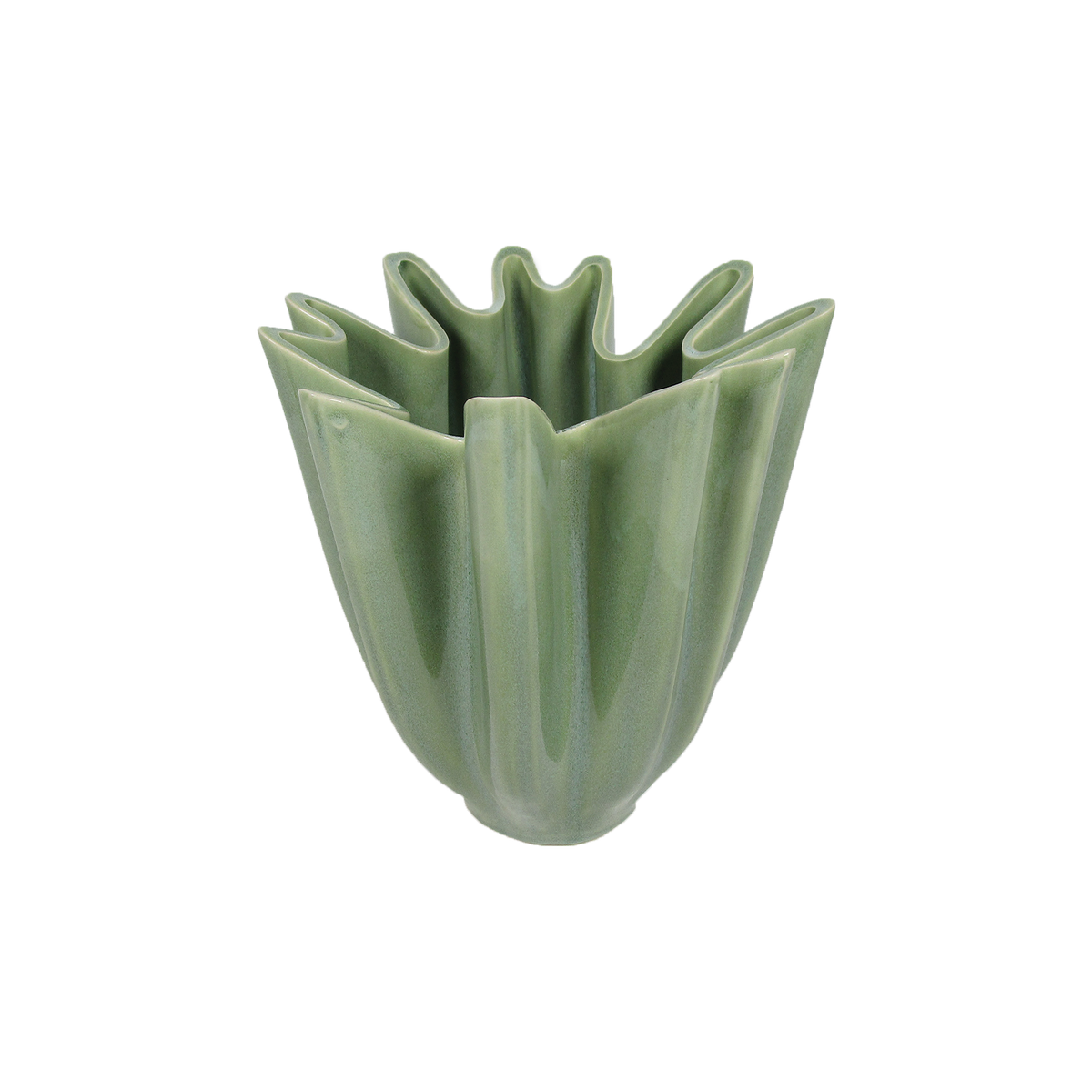 Wellige grüne Vase Ø 17,5 H 21 cm