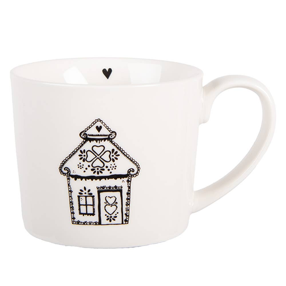 Becher 275 ml, weißes Porzellan, Lebkuchenhaus
