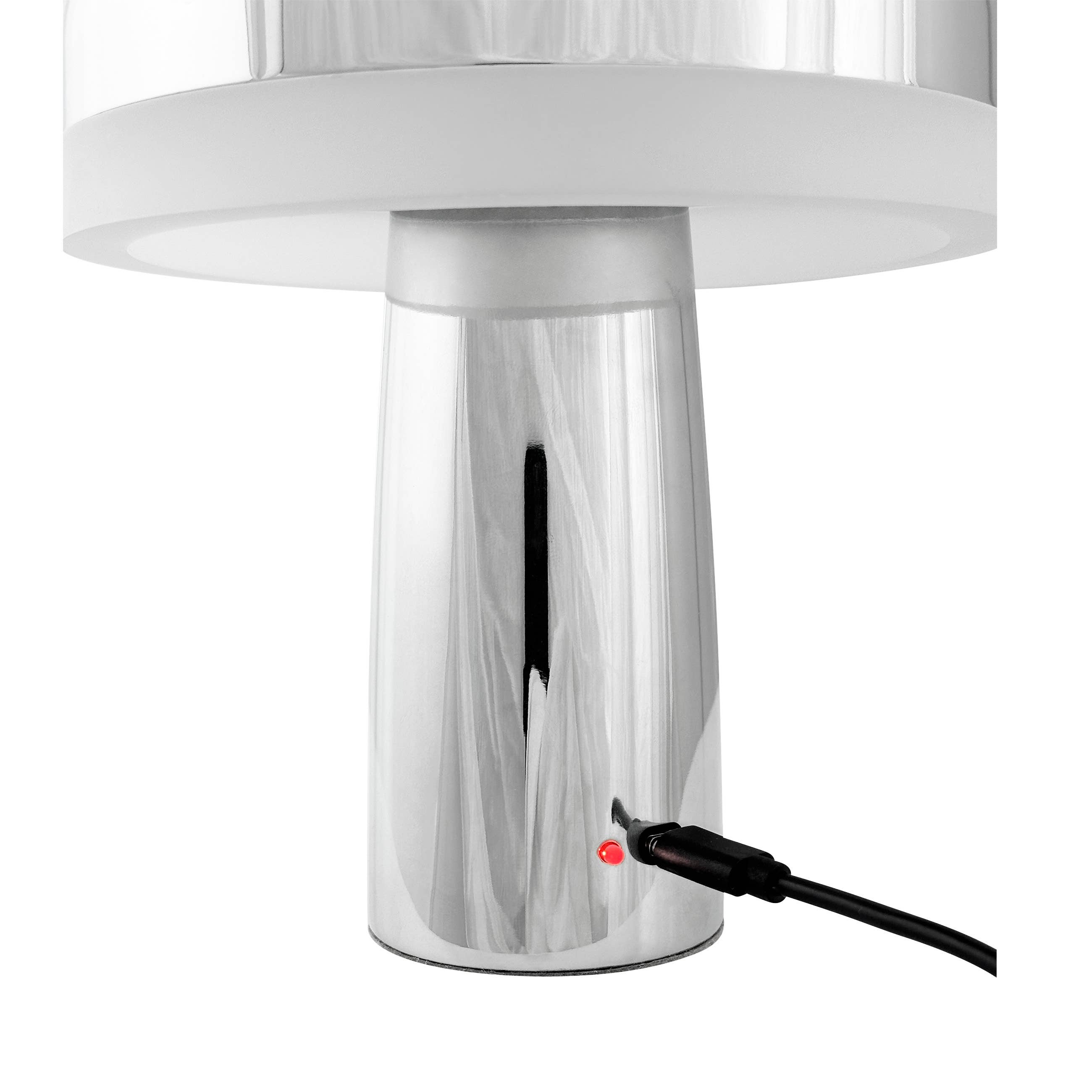 Porter Tischlampe aus Chrom, wiederaufladbar mit eingebauter LED