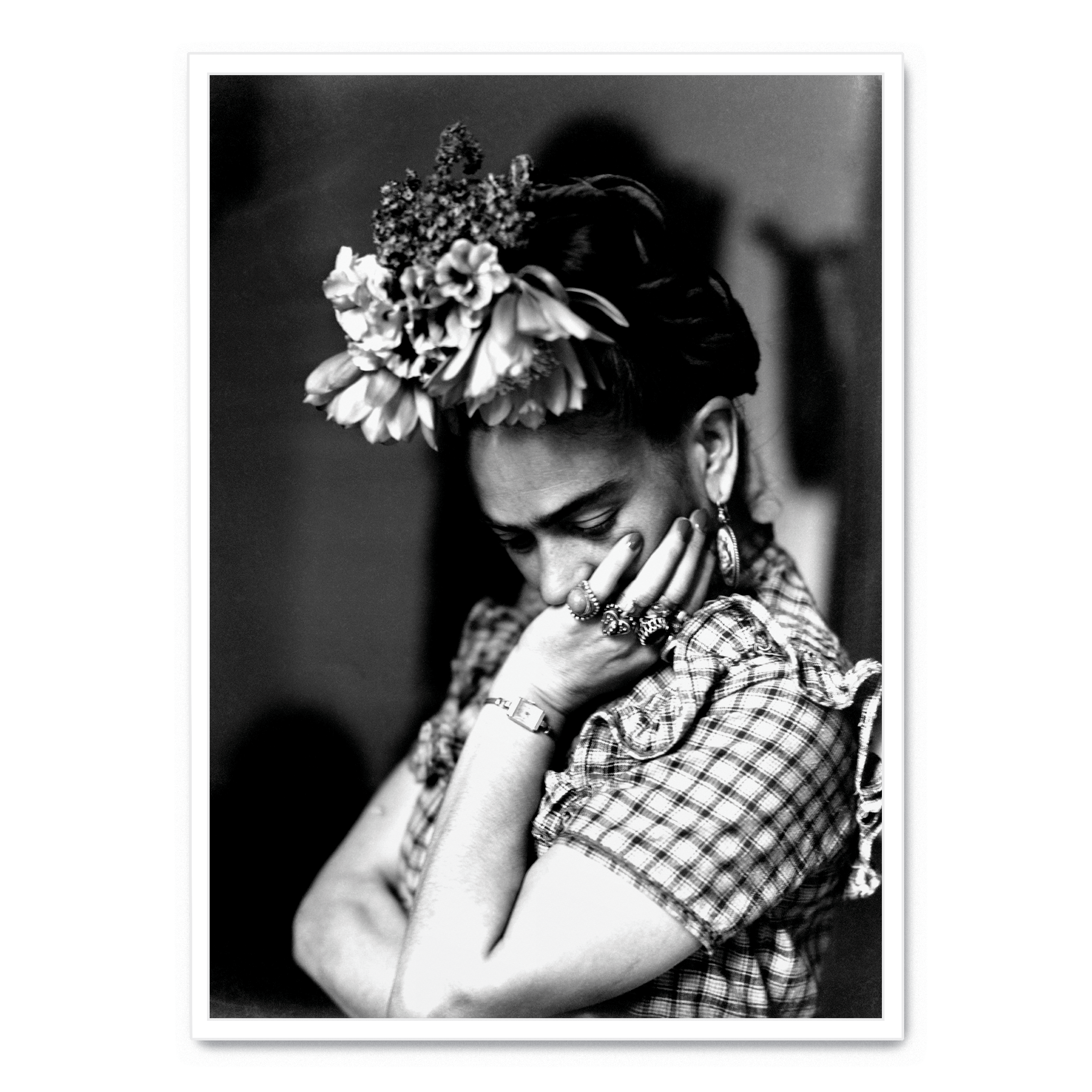 Frida-Kahlo-Poster mit Blumen: No frame / A4 (21 x 29,7 cm)