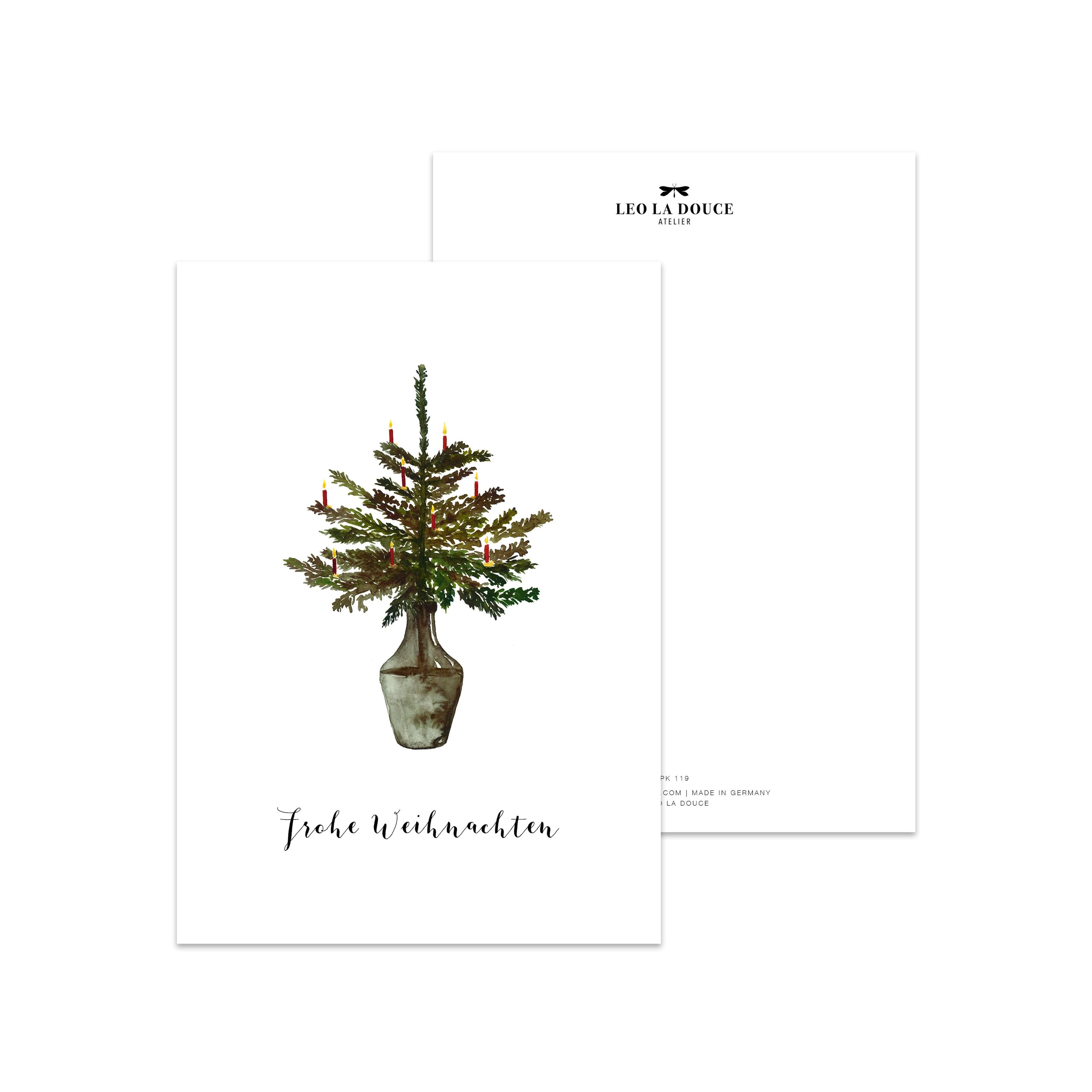 LEO LA DOUCE Postkarte · Weihnachtsbaum in Vase