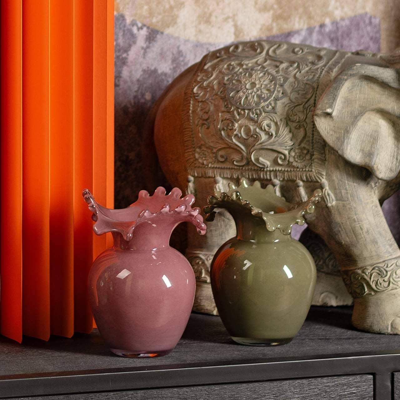 Vase aus Glas, Grün (B/H/T) 14x18x14cm - GUNDT HOME