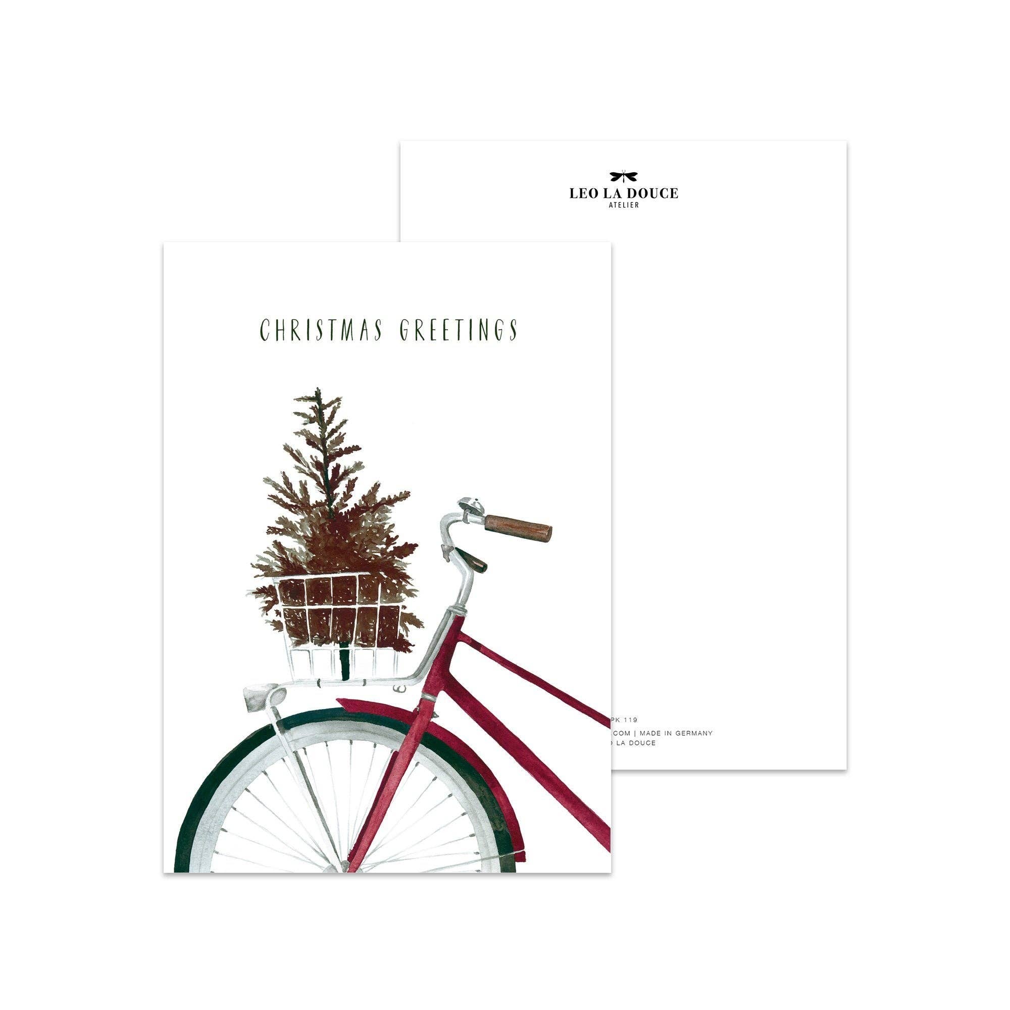 LEO LA DOUCE Postkarte - Christmas Bicycle