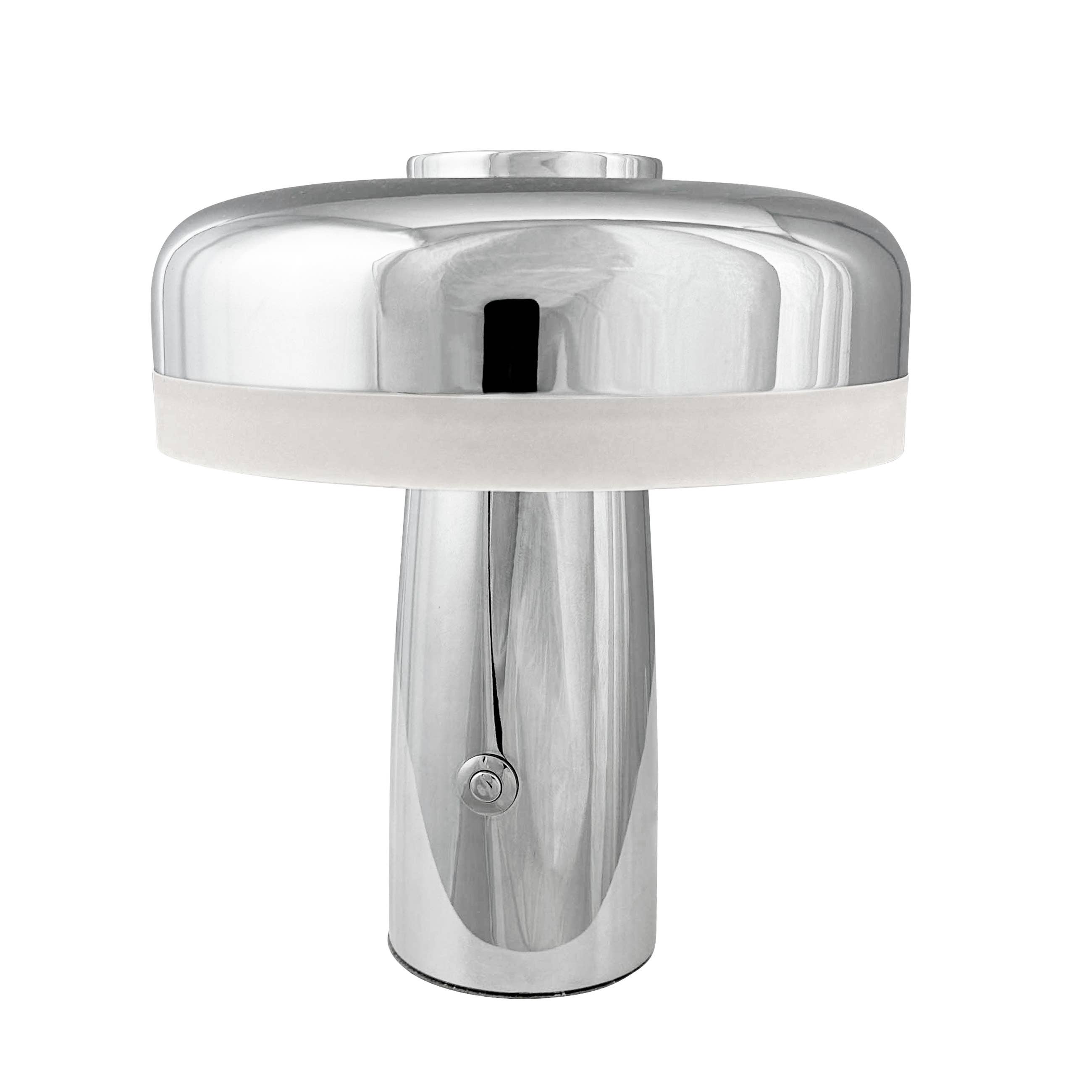 Porter Tischlampe aus Chrom, wiederaufladbar mit eingebauter LED
