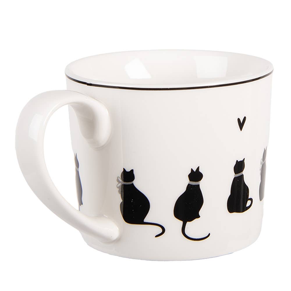 Becher 275 ml weißes Porzellan Katzen