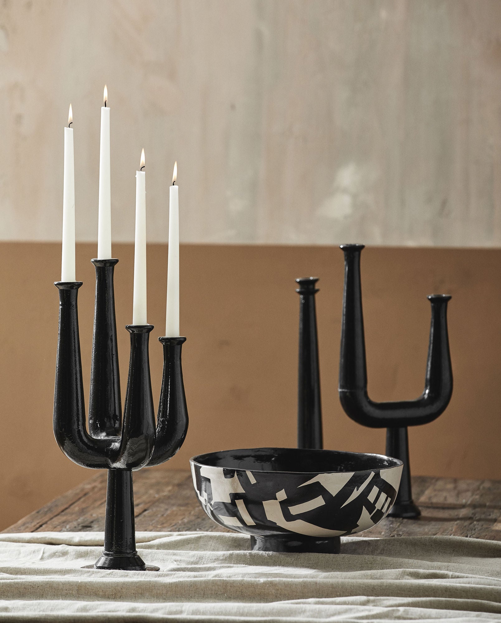 ULOPU candleholder, 4 arm, aluminum - black