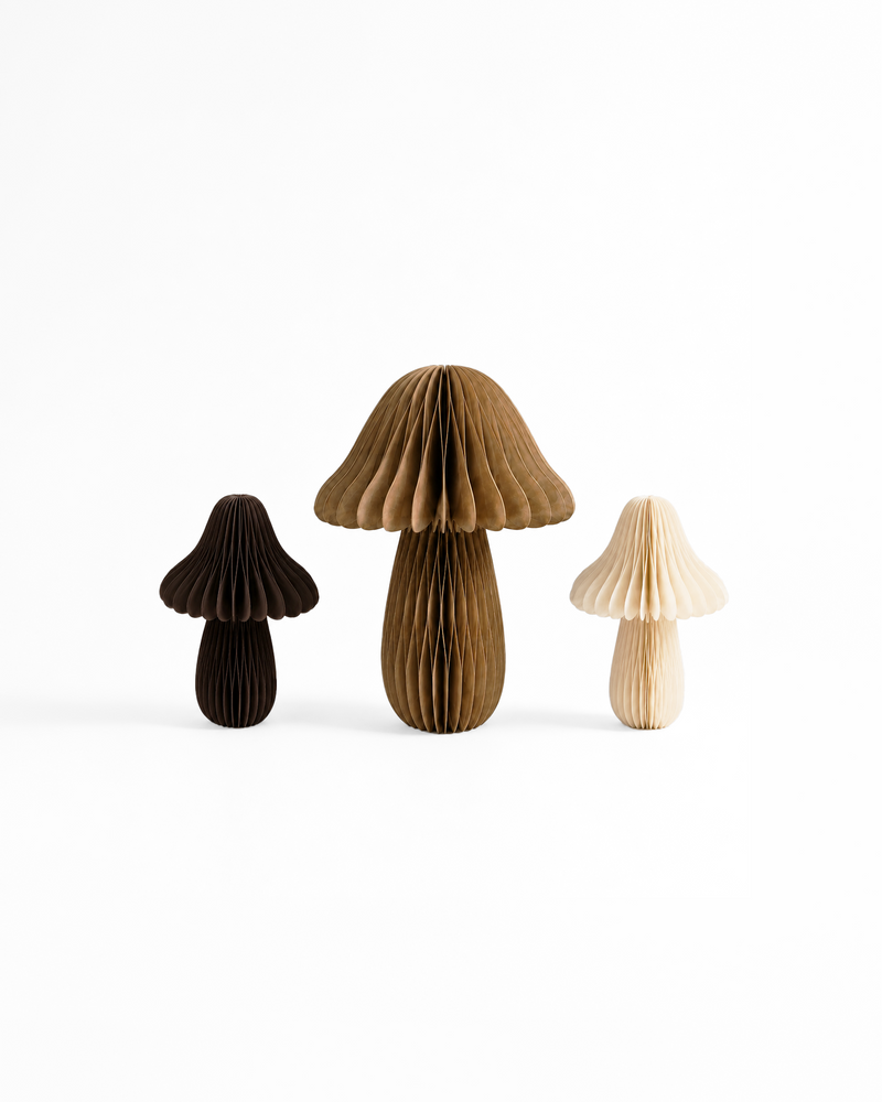 Bunte Papierpilze Herbstdeko 3-er Set braun: Braunes Set