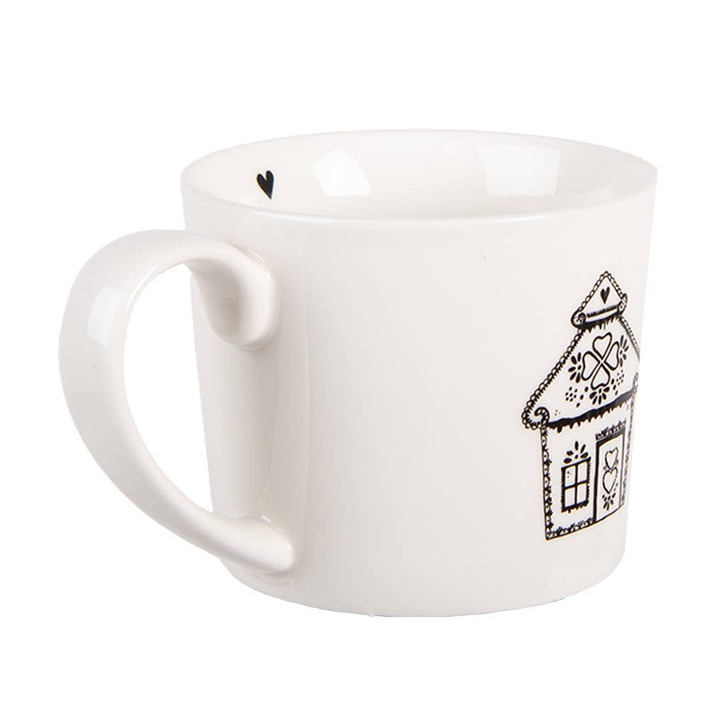 Becher 275 ml, weißes Porzellan, Lebkuchenhaus