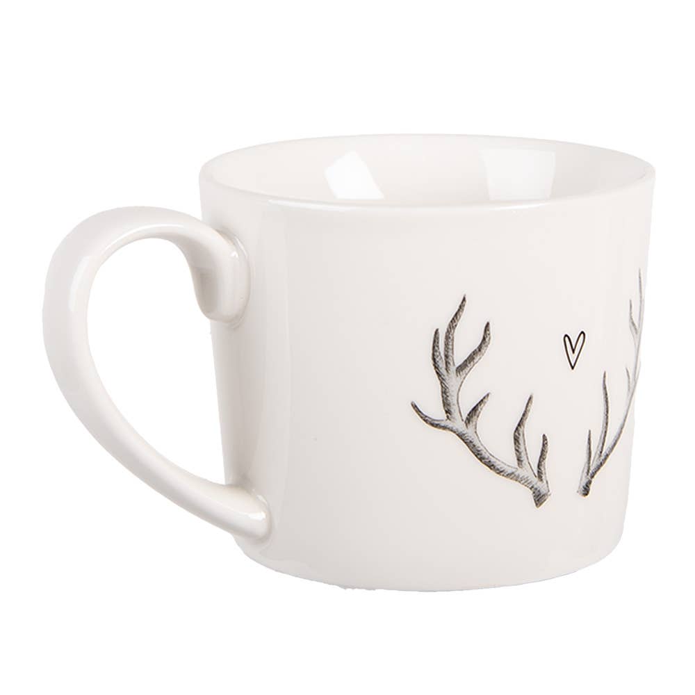 Becher 275 ml, weißes Porzellan, Hirsch