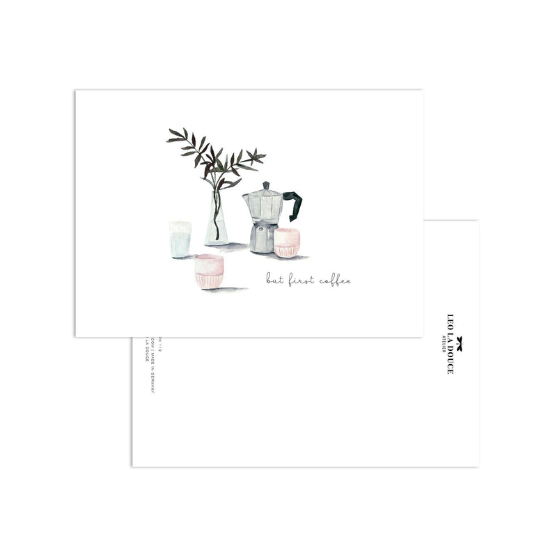 Postkarte - But first coffee - GUNDT HOME