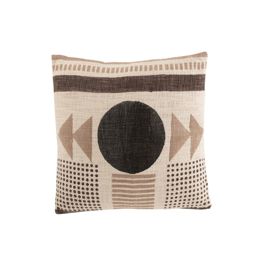 J-Line Kissen African Graphic – Baumwolle – Beige/Braun