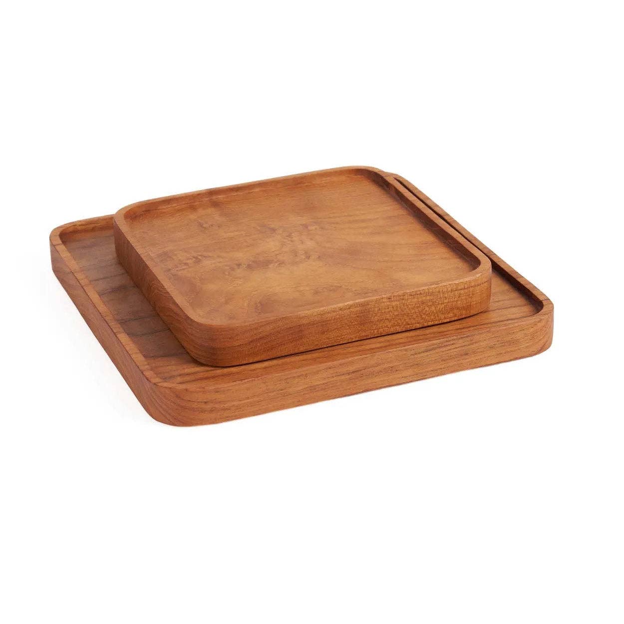 Teak-Holz quadratischer Teller – Natur – XS