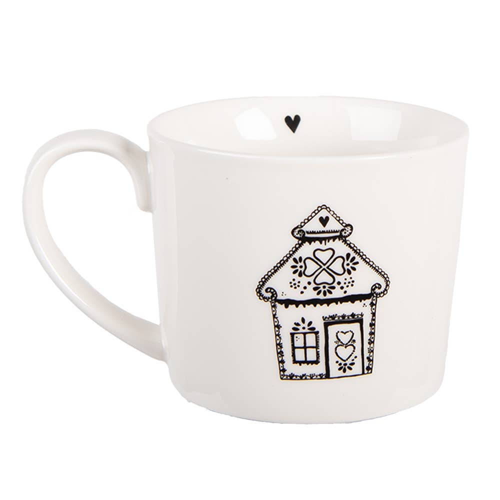 Becher 275 ml, weißes Porzellan, Lebkuchenhaus