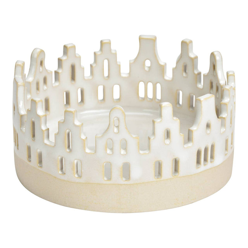 Kerzenhalter aus Porzellan, Weiß (B/H/T) 10x5x10cm - GUNDT HOME