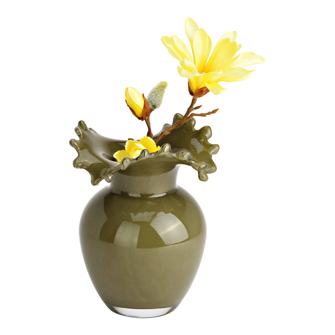 Vase aus Glas, Grün (B/H/T) 14x18x14cm - GUNDT HOME