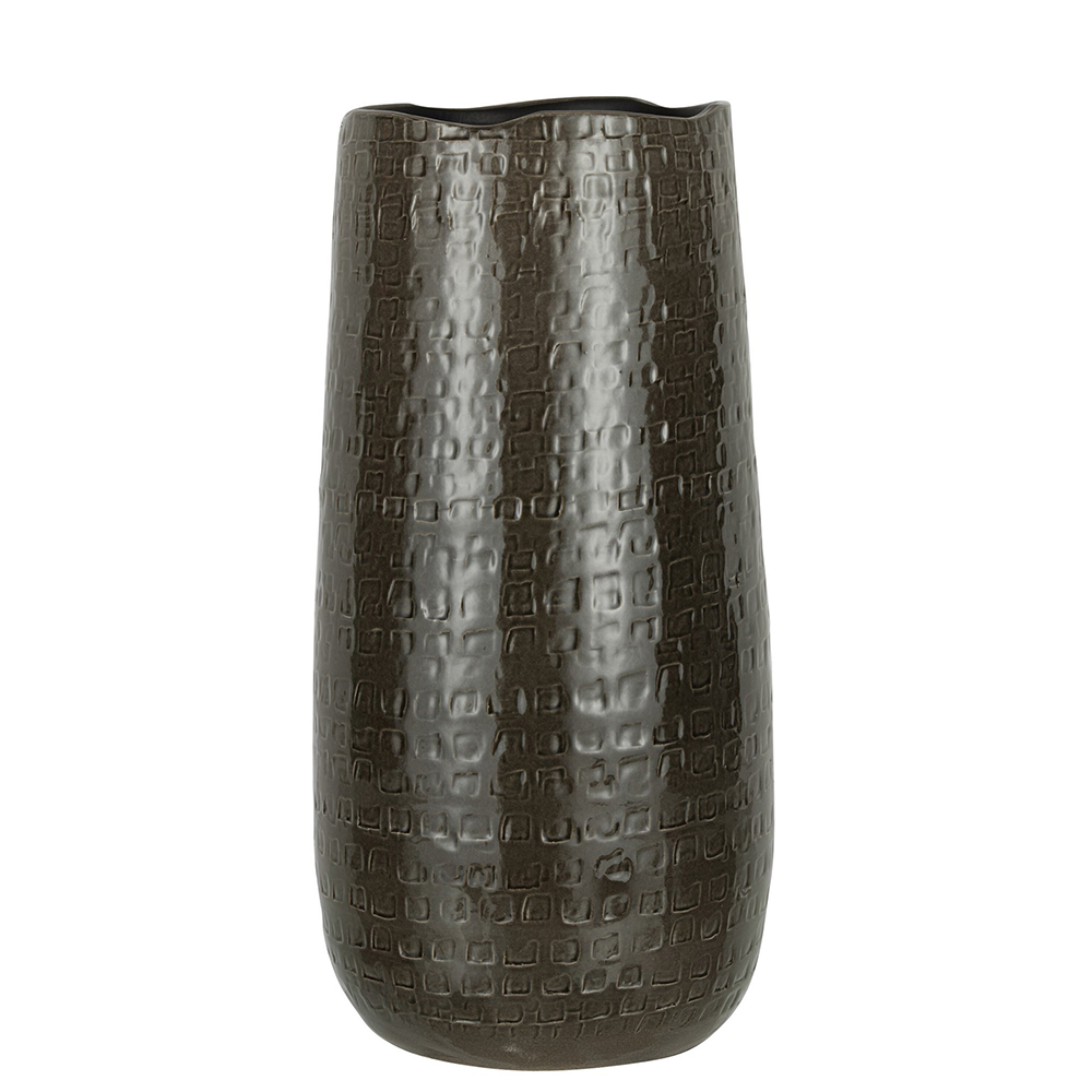J-Line Vase Muster Keramik Dunkelgrau Groß – 50 cm hoch