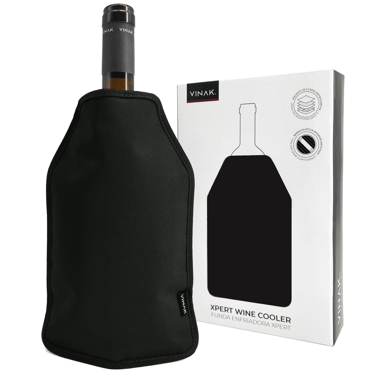 VINAK - XPERT Flaschenkühler für Wein - Champagner: Negro