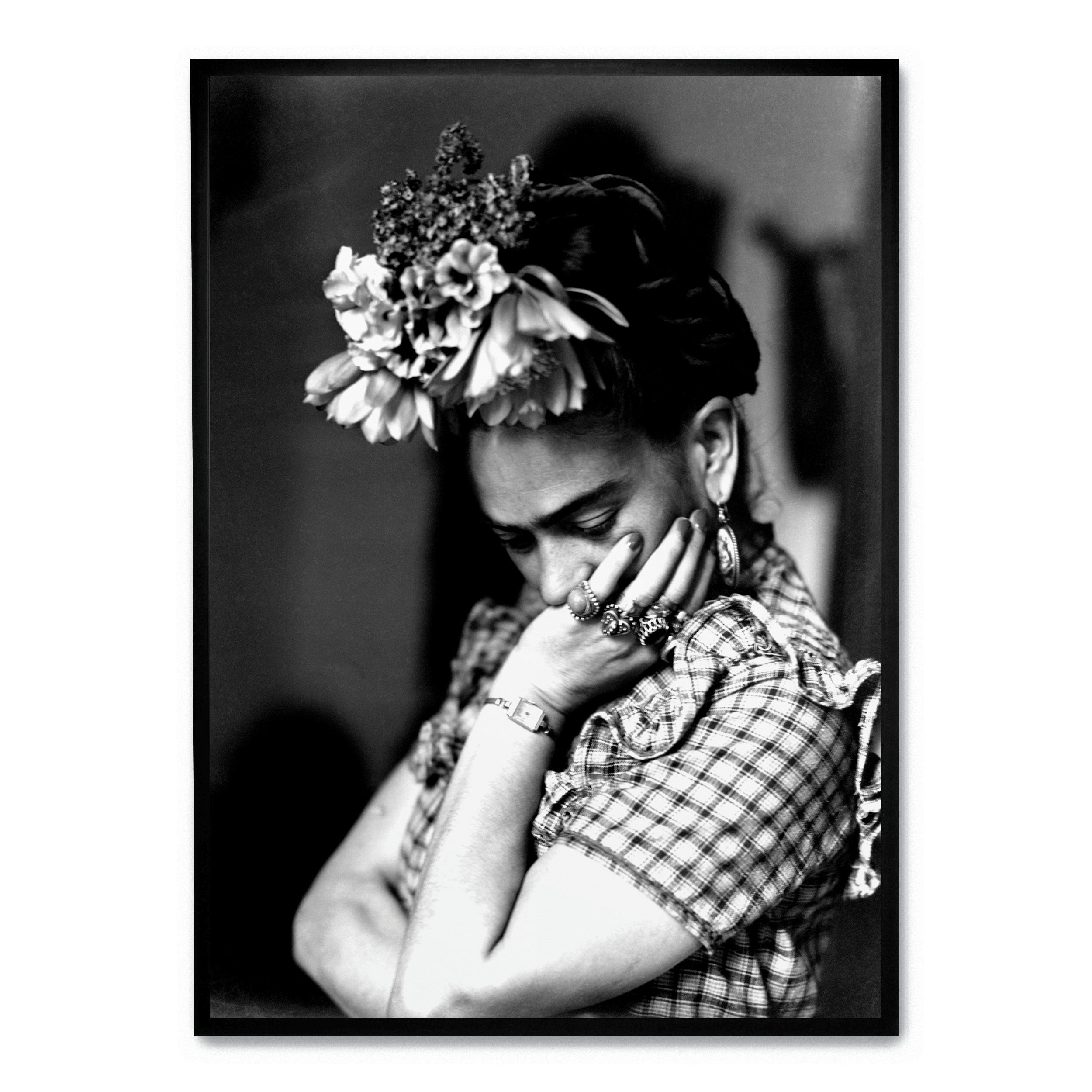 Frida-Kahlo-Poster mit Blumen: No frame / A4 (21 x 29,7 cm)