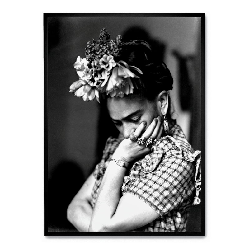 Frida-Kahlo-Poster mit Blumen: No frame / A4 (21 x 29,7 cm)