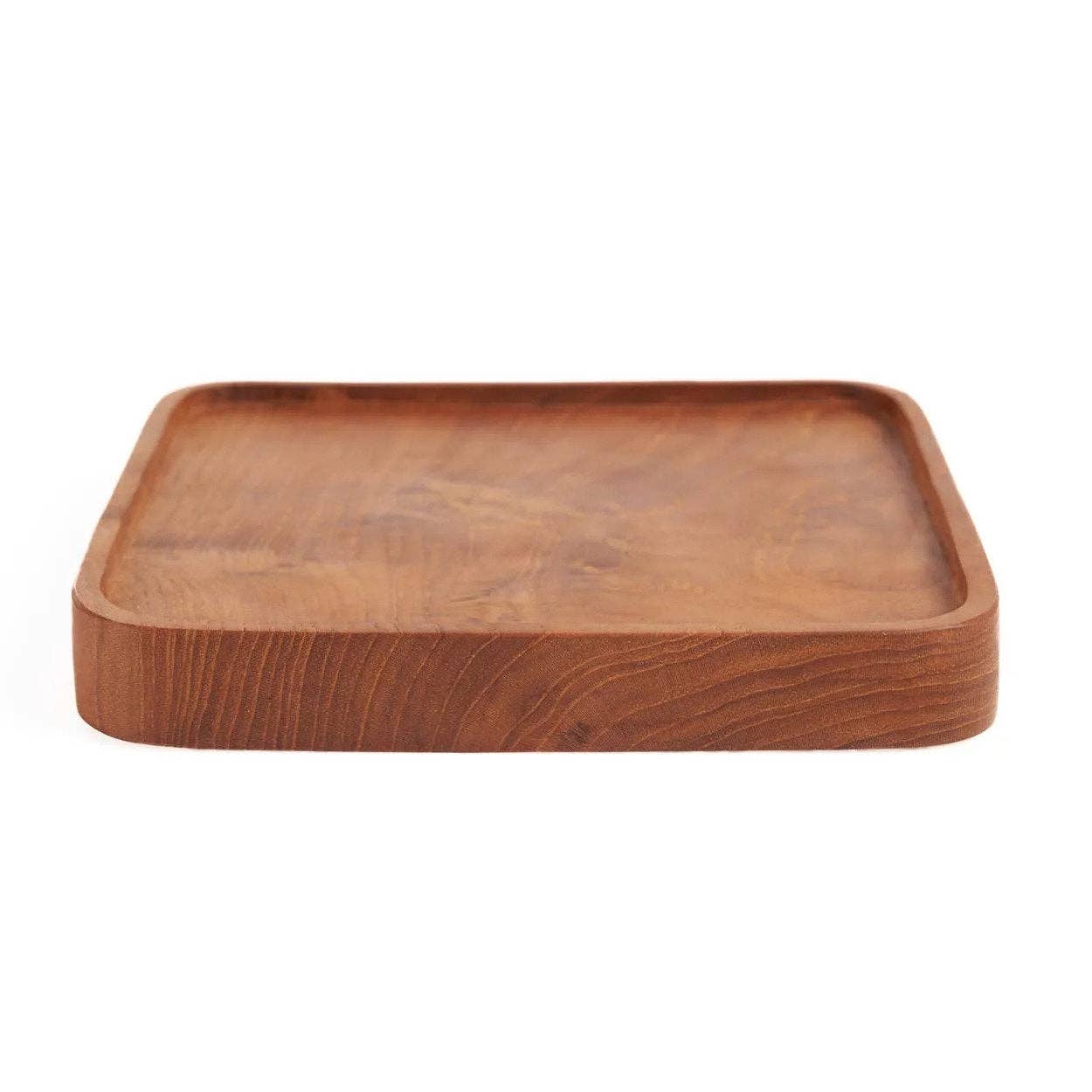Teak-Holz quadratischer Teller – Natur – XS