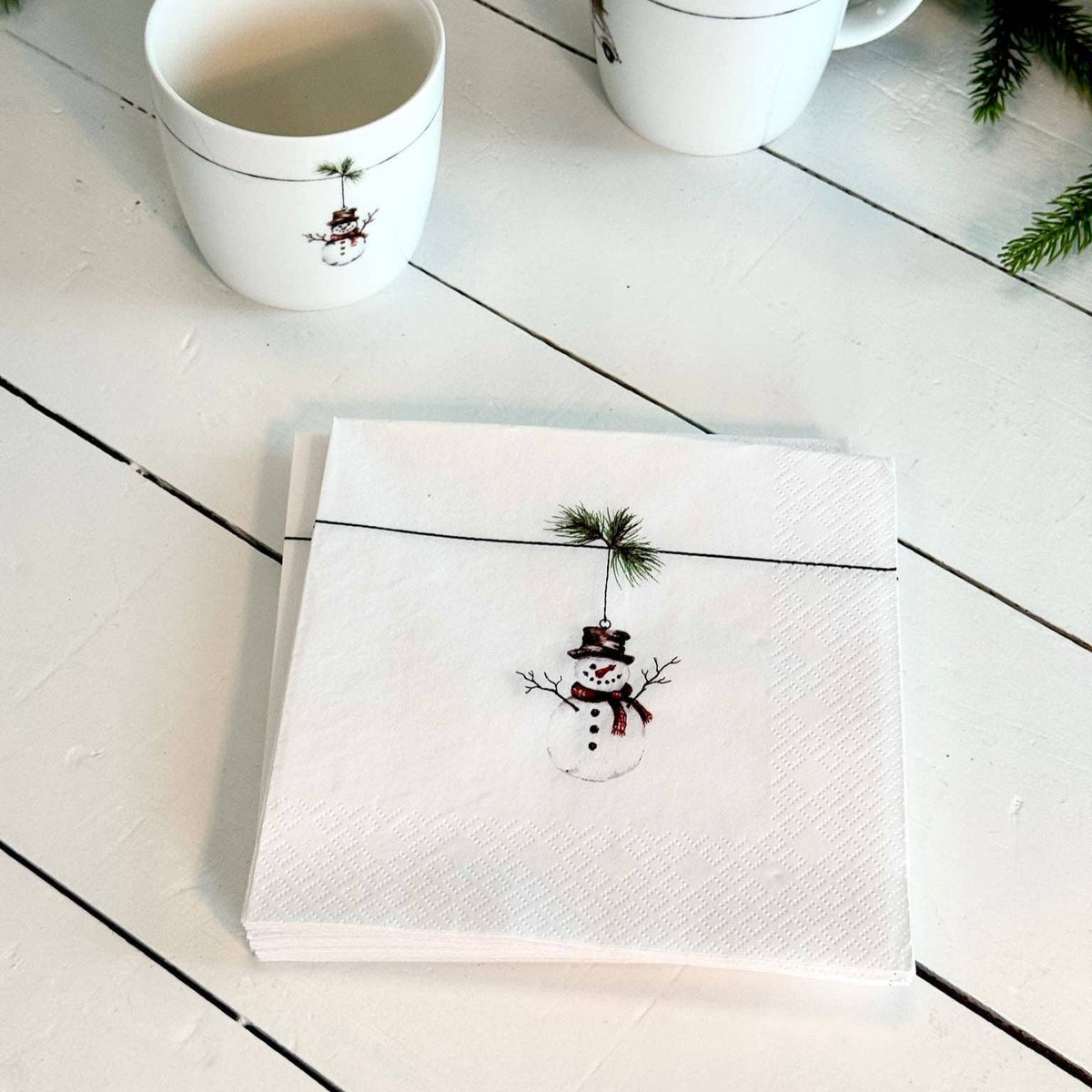 Sögne Serviette Mittagessen Tradition Schneemann