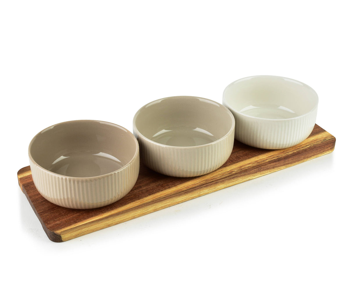 Schneidebrett mit Schüsseln MODERNE KÜCHE: Beige / 32x11cm