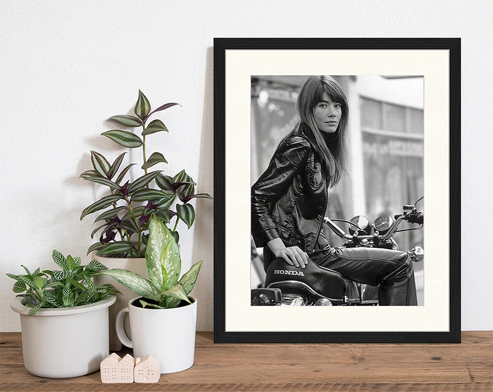 Francoise Hardy on her Motorcycle