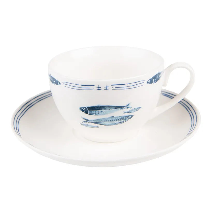 Teetasse mit Untertteller Fische