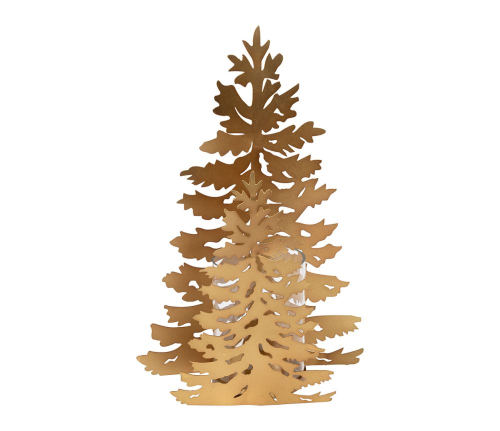 Tannenbaum Kerzenhalter gold