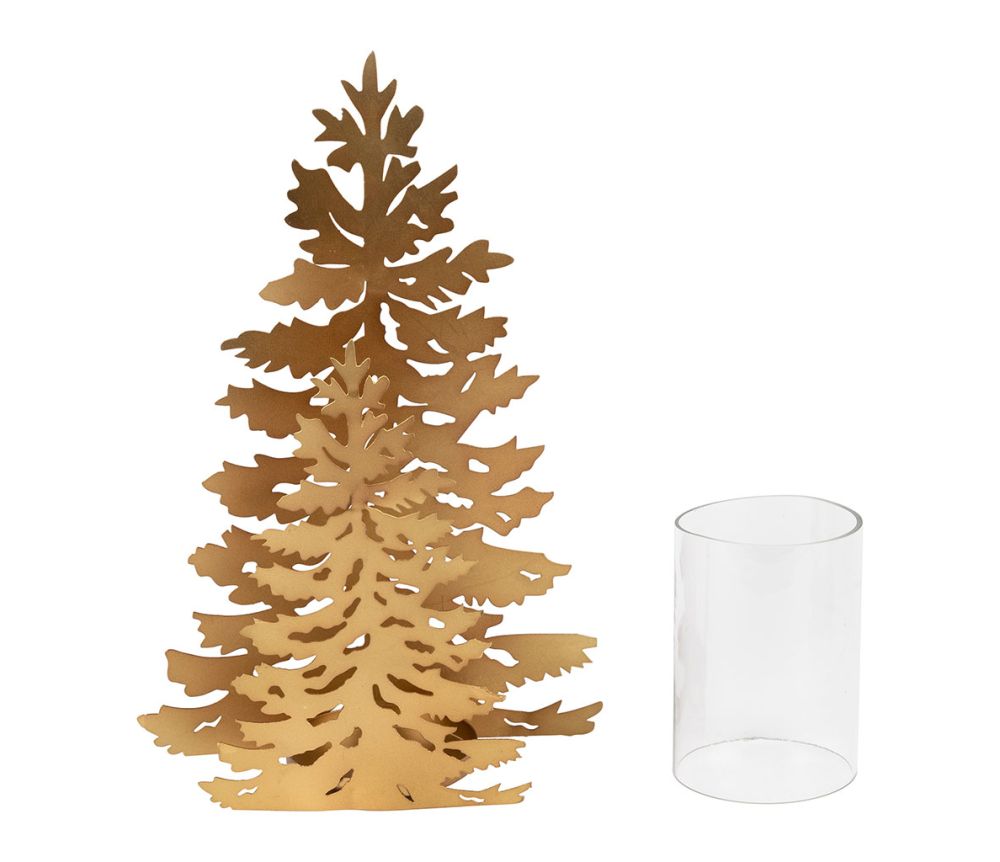 Tannenbaum Kerzenhalter gold